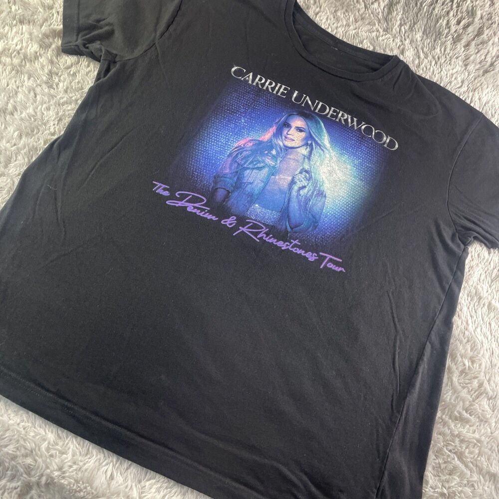Carrie Underwood Shirt Mens Extra Large Black Denim Rhinestones Tour Concert Tee